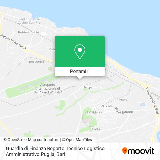 Mappa Guardia di Finanza Reparto Tecnico Logistico Amministrativo Puglia