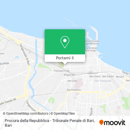 Mappa Procura della Repubblica - Tribunale Penale di Bari