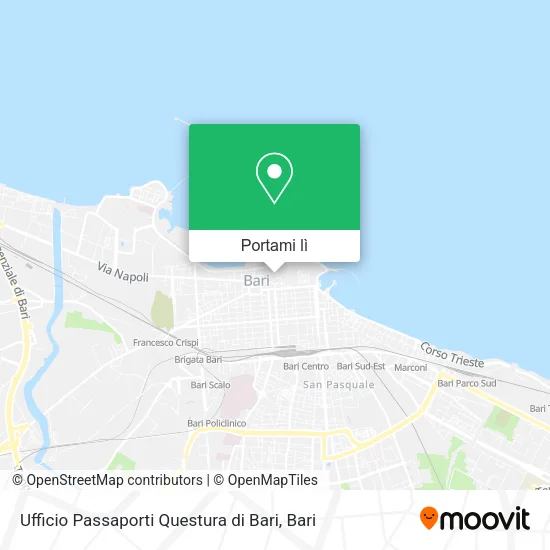 Mappa Ufficio Passaporti Questura di Bari