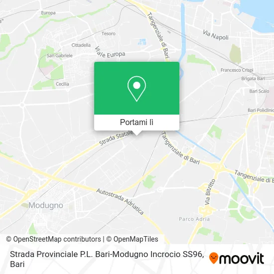 Mappa Strada Provinciale P.L. Bari-Modugno Incrocio SS96
