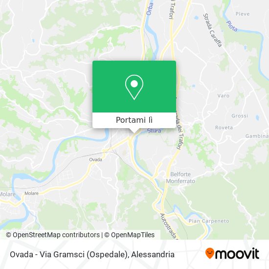 Mappa Ovada - Via Gramsci (Ospedale)