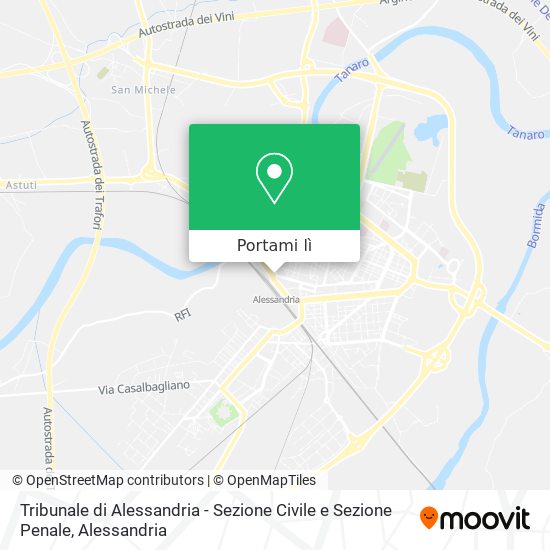 Mappa Tribunale di Alessandria - Sezione Civile e Sezione Penale