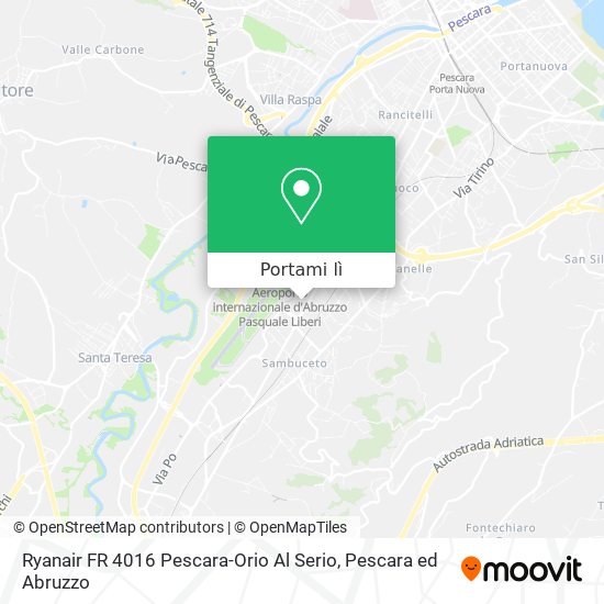 Mappa Ryanair FR 4016 Pescara-Orio Al Serio