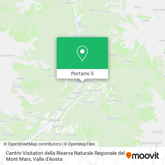 Mappa Centro Visitatori della Riserva Naturale Regionale del Mont Mars