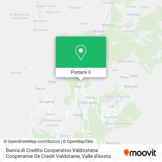 Mappa Banca di Credito Cooperativo Valdostana Cooperative De Credit Valdotaine