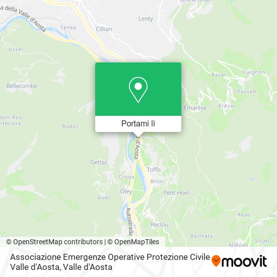 Mappa Associazione Emergenze Operative Protezione Civile Valle d'Aosta