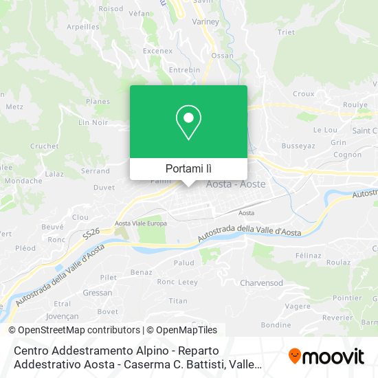 Mappa Centro Addestramento Alpino - Reparto Addestrativo Aosta - Caserma C. Battisti