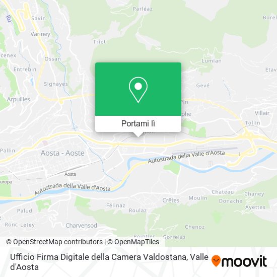 Mappa Ufficio Firma Digitale della Camera Valdostana