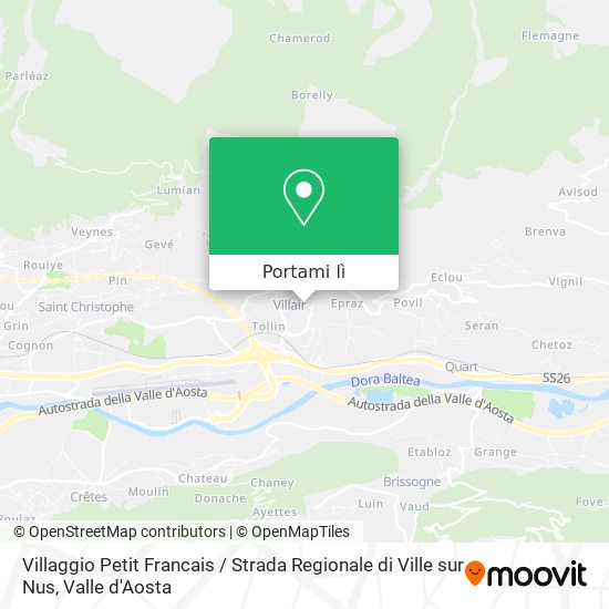 Mappa Villaggio Petit Francais / Strada Regionale di Ville sur Nus