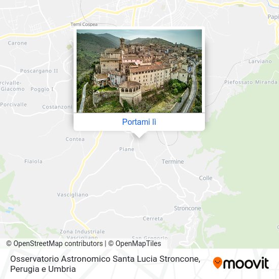 Mappa Osservatorio Astronomico Santa Lucia Stroncone