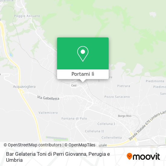 Mappa Bar Gelateria Toni di Perri Giovanna