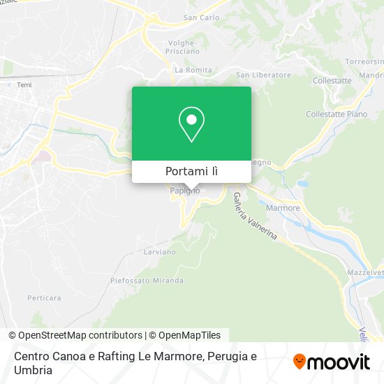 Mappa Centro Canoa e Rafting Le Marmore