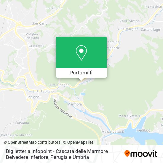 Mappa Biglietteria Infopoint - Cascata delle Marmore Belvedere Inferiore