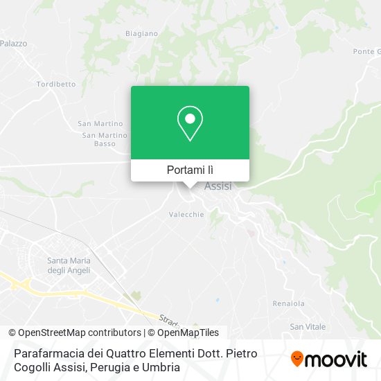 Mappa Parafarmacia dei Quattro Elementi Dott. Pietro Cogolli Assisi