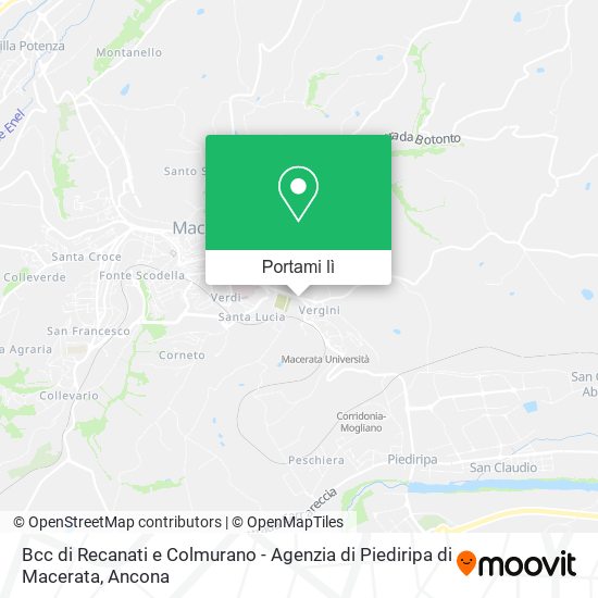 Mappa Bcc di Recanati e Colmurano - Agenzia di Piediripa di Macerata