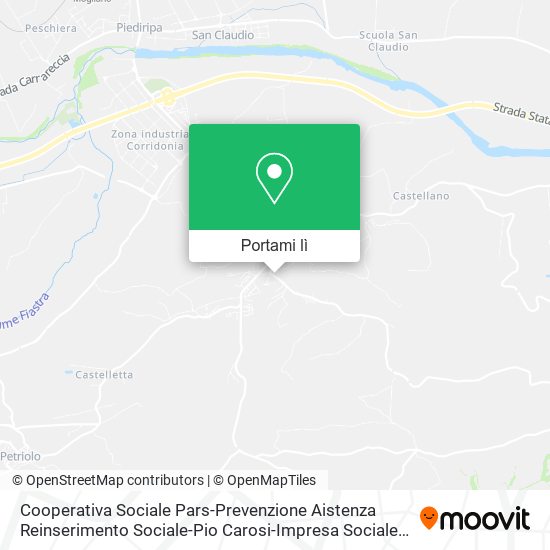 Mappa Cooperativa Sociale Pars-Prevenzione Aistenza Reinserimento Sociale-Pio Carosi-Impresa Sociale Ets