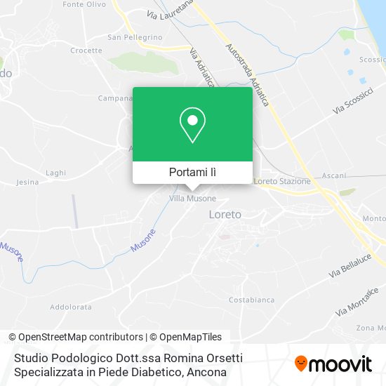 Mappa Studio Podologico Dott.ssa Romina Orsetti Specializzata in Piede Diabetico