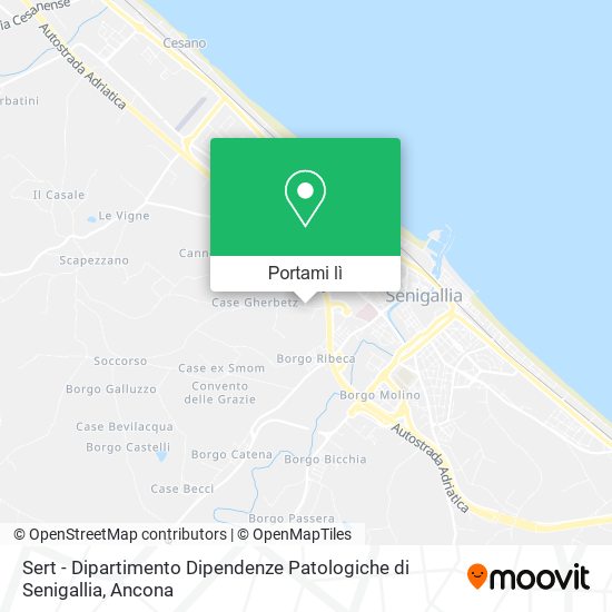 Mappa Sert - Dipartimento Dipendenze Patologiche di Senigallia