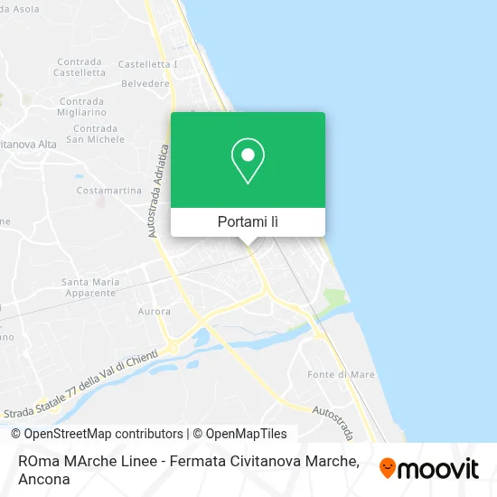 Mappa ROma MArche Linee - Fermata Civitanova Marche