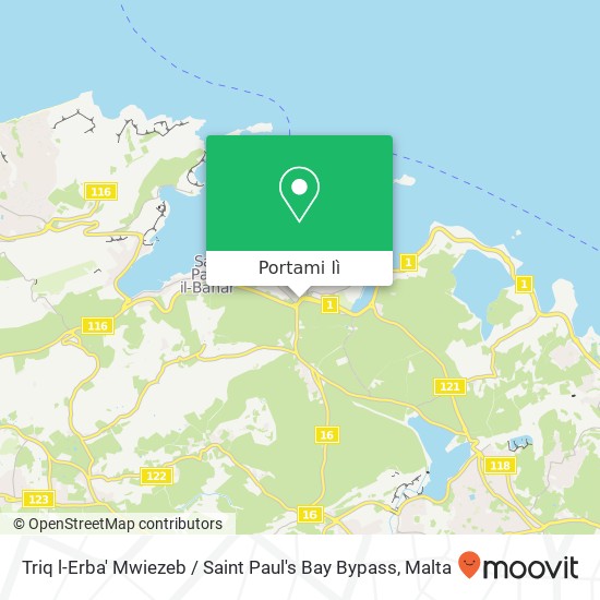 Mappa Triq l-Erba' Mwiezeb / Saint Paul's Bay Bypass