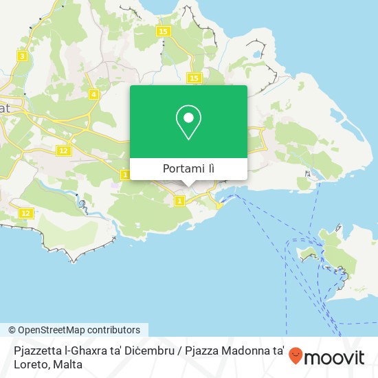 Mappa Pjazzetta l-Ghaxra ta' Diċembru / Pjazza Madonna ta' Loreto