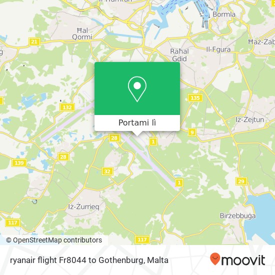 Mappa ryanair flight  Fr8044 to Gothenburg