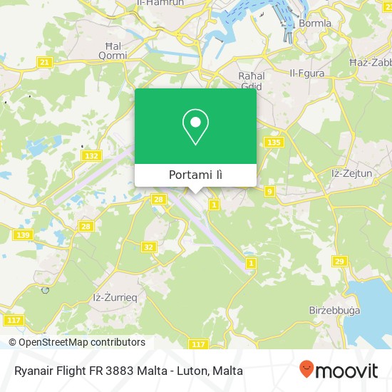 Mappa Ryanair Flight FR 3883 Malta - Luton
