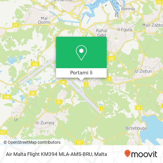 Mappa Air Malta Flight KM394 MLA-AMS-BRU