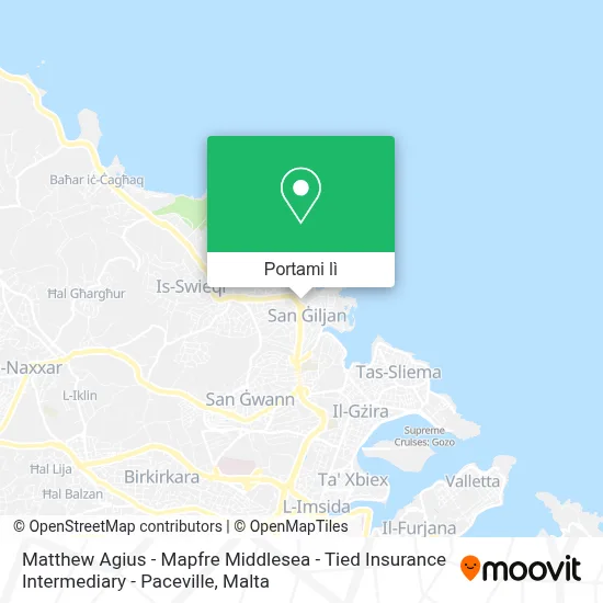 Mappa Matthew Agius - Mapfre Middlesea - Tied Insurance Intermediary - Paceville