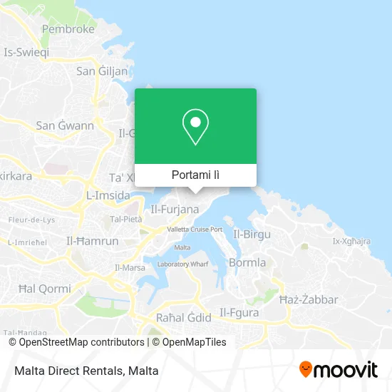 Mappa Malta Direct Rentals