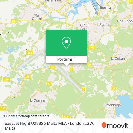 Mappa easyJet Flight U28826 Malta MLA - London LGW