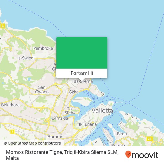 Mappa Momo's Ristorante Tigne, Triq il-Kbira Sliema SLM