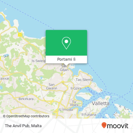 Mappa The Anvil Pub, Sqaq il-Lunzjata San Ġiljan STJ