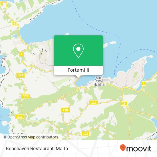 Mappa Beachaven Restaurant, It-Telgħat ix-Xemxija San Pawl il-Baħar SPB