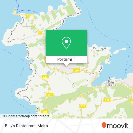 Mappa Billy's Restaurant, Triq il-Kbira Mellieħa MLH