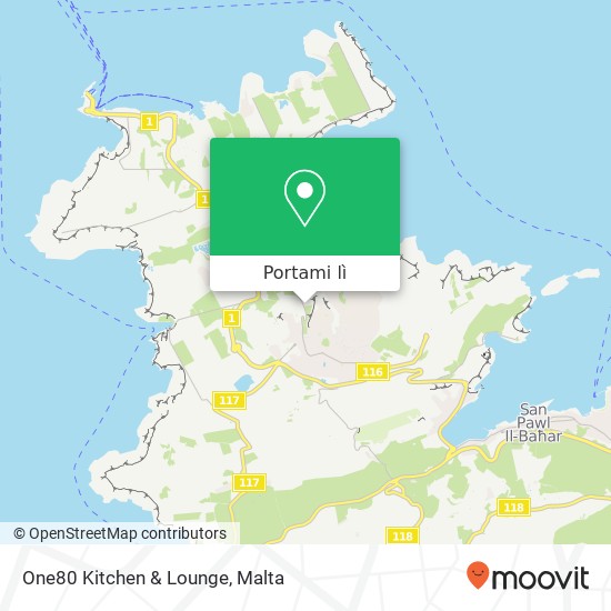 Mappa One80 Kitchen & Lounge, Triq l-Għajn tal-Mellieħa Mellieħa MLH