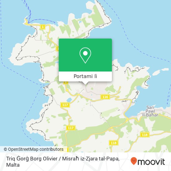 Mappa Triq Ġorġ Borg Olivier / Misraħ iz-Zjara tal-Papa