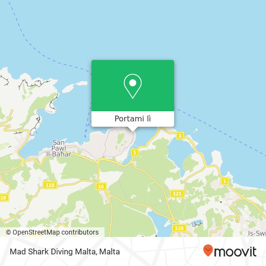 Mappa Mad Shark Diving Malta