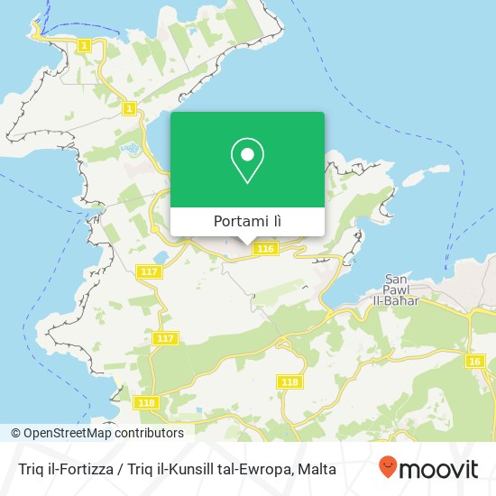 Mappa Triq il-Fortizza / Triq il-Kunsill tal-Ewropa