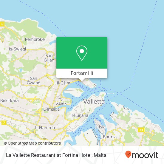 Mappa La Vallette Restaurant at Fortina Hotel, Ix-Xatt ta' Tiġne Sliema SLM