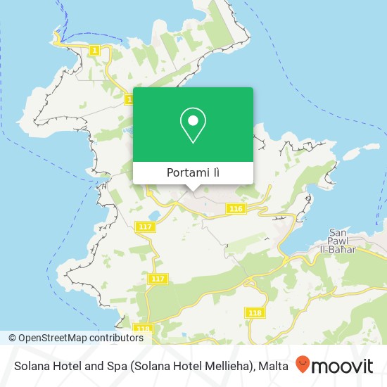 Mappa Solana Hotel and Spa (Solana Hotel Mellieha)