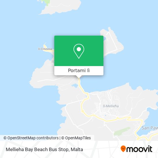 Mappa Mellieha Bay Beach Bus Stop