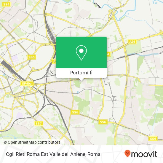 Mappa Cgil Rieti Roma Est Valle dell'Aniene