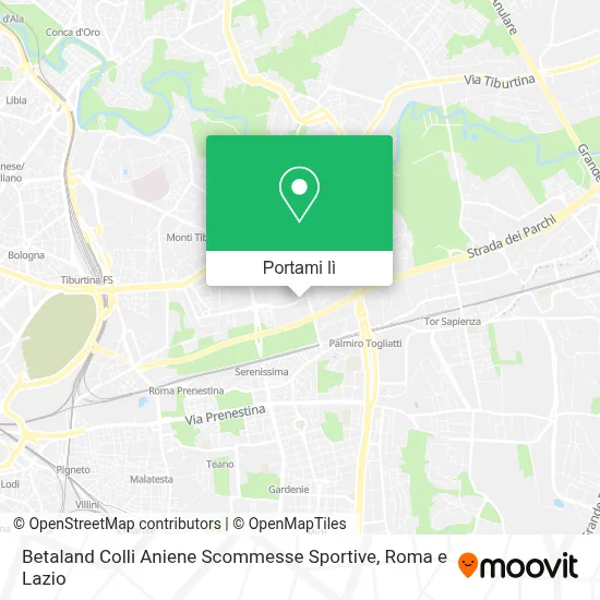 Mappa Betaland Colli Aniene Scommesse Sportive