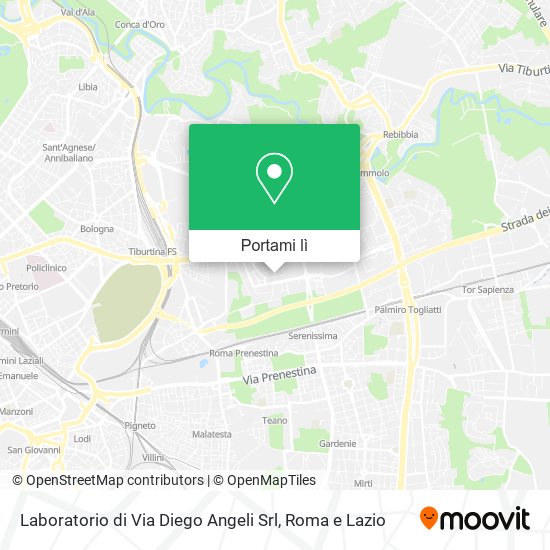 Mappa Laboratorio di Via Diego Angeli Srl