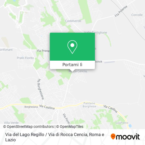 Mappa Via del Lago Regillo / Via di Rocca Cencia