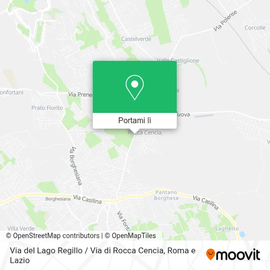 Mappa Via del Lago Regillo / Via di Rocca Cencia