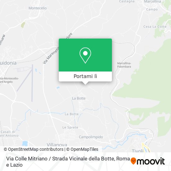 Mappa Via Colle Mitriano / Strada Vicinale della Botte