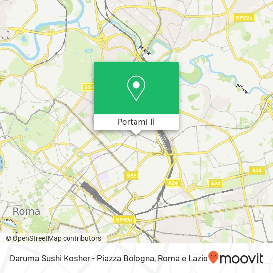 Mappa Daruma Sushi Kosher - Piazza Bologna