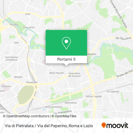 Mappa Via di Pietralata / Via del Peperino